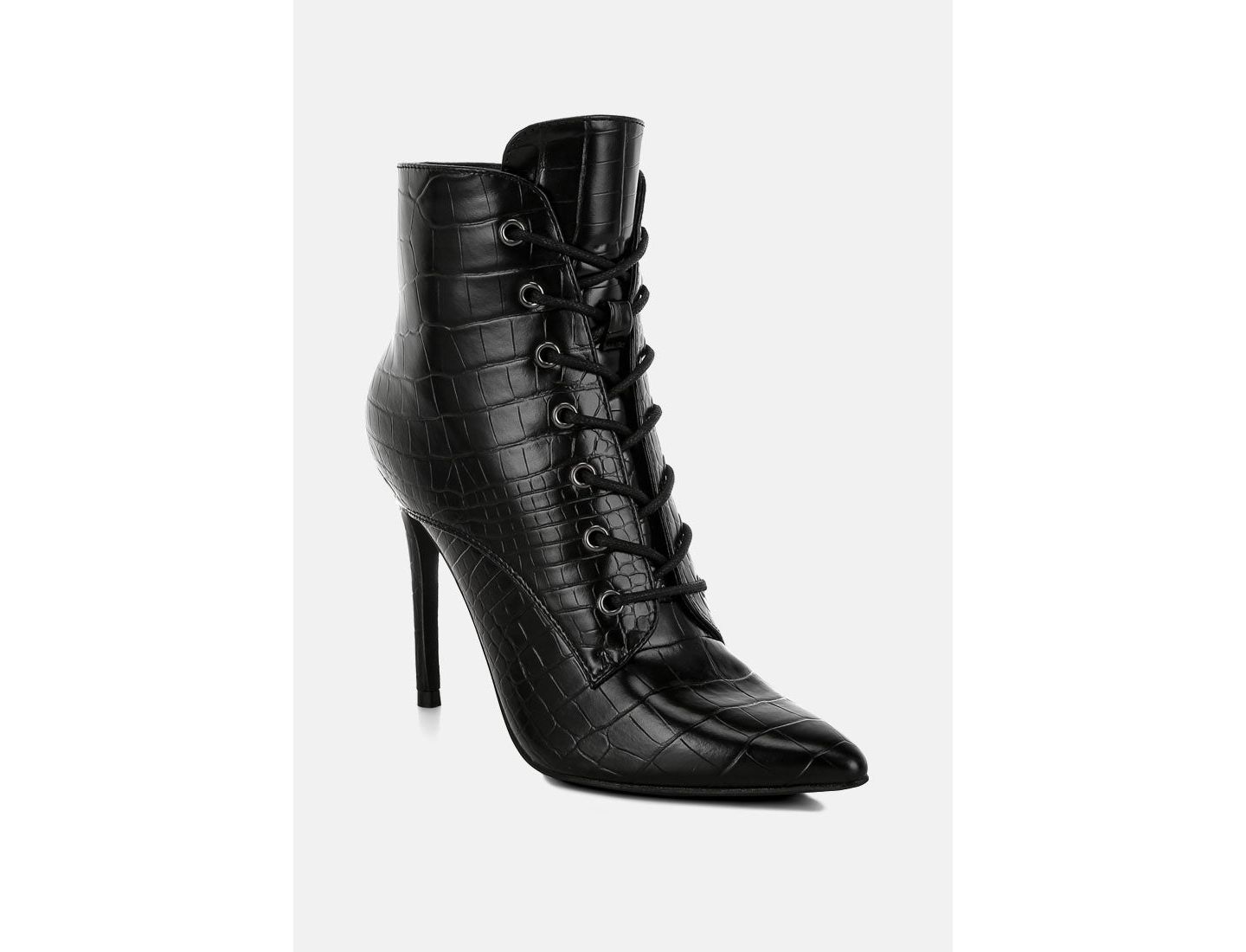 Женские ботинки London Rag Mesta Croco Textured Stiletto, цвет: Чёрный — фото 2