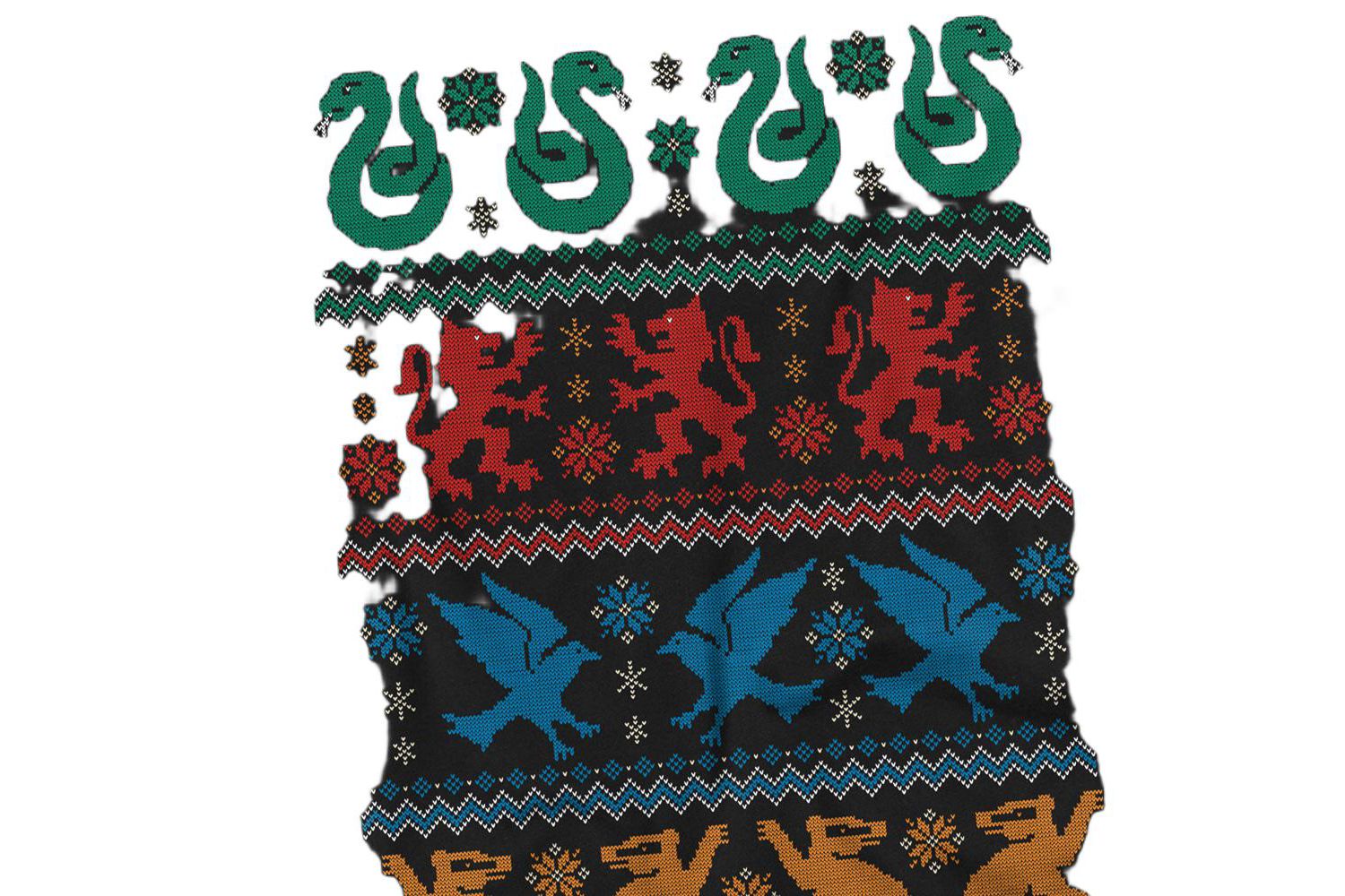 Big & Tall Hogwarts Houses Fair Isle Christmas Sweater T Shirt