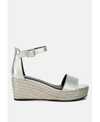 Womens Utah Faux Leather Snake Wedge Espadrilles
