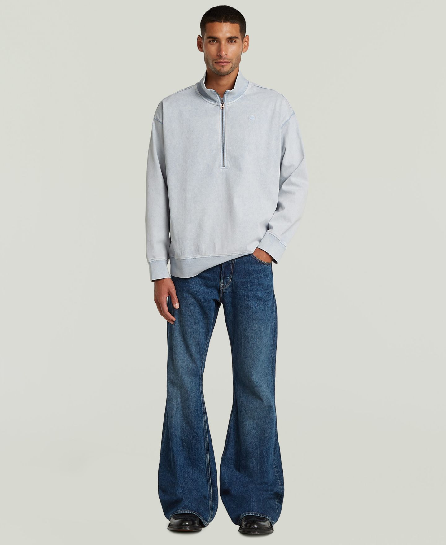 Мужской свитер G-Star Raw Relaxed Half-Zip, цвет: Снежный выбеленный — фото 2