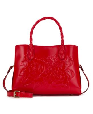 Genovese Medium Floral Tooled Leather Satchel Bag