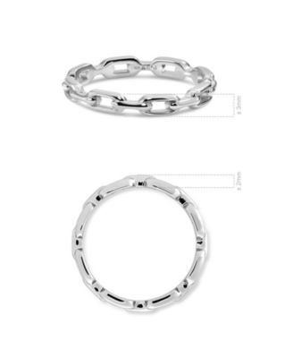 Cable Link Ring in Rhodium Plated Sterling Silver