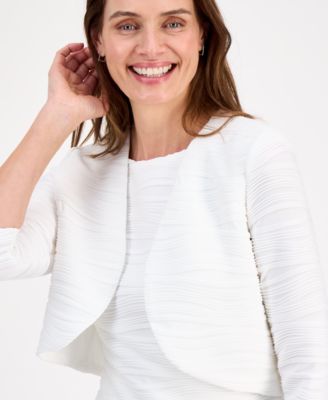 Women's Wave Knit 3/4-Sleeve Shrug, Regular & Petite