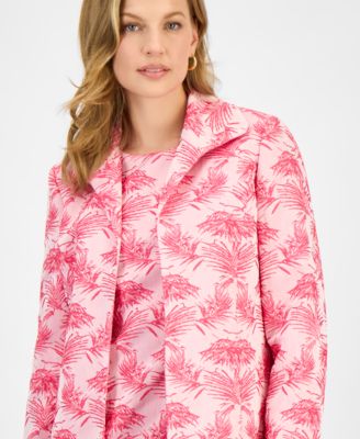 Women's Printed Open-Front Longline Jacket, Regular & Petite