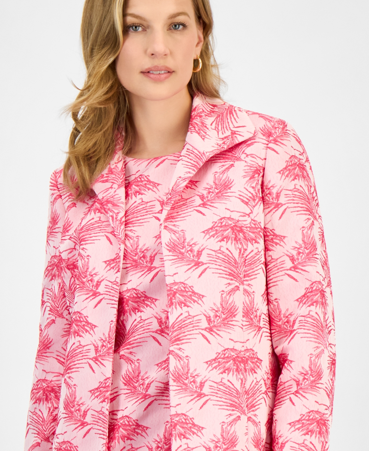 Kasper Women's Printed Open-Front Longline Jacket, Regular & Petite