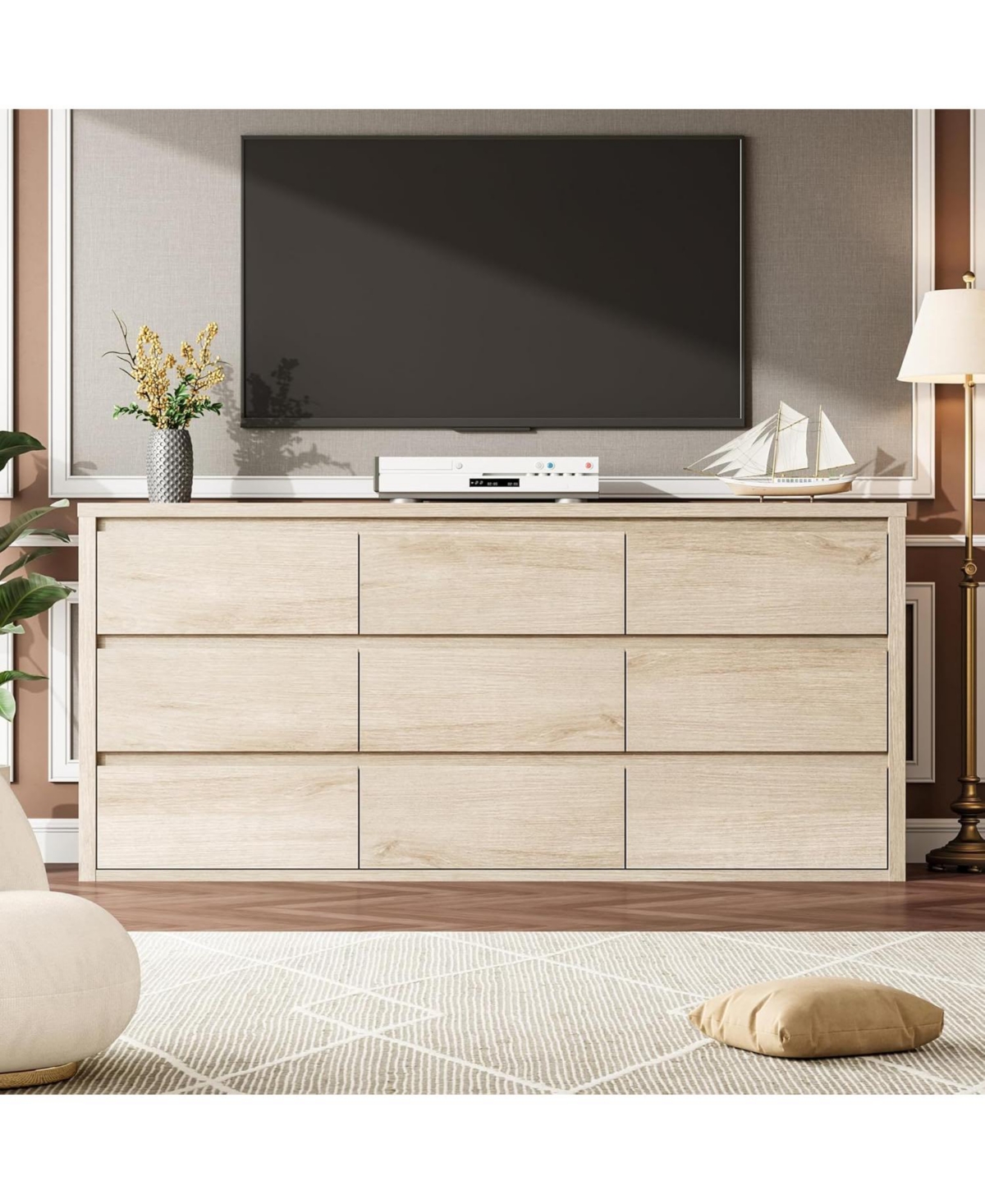 gaomon 9-Drawer Dresser for Bedroom, Wide Modern Wooden Storage Chest for Living Room & Entryway