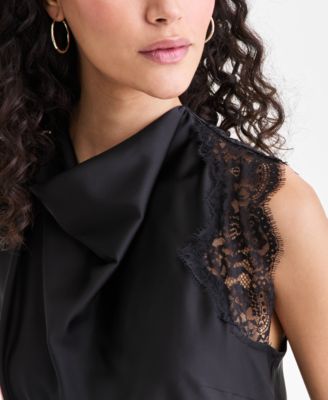 Women's Lace-Trim Cowl-Neck Sleeveless Top