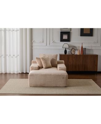  Modern Striped Faux Fur Lounge Chair with Ergonomic Design