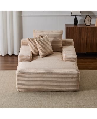  Modern Striped Faux Fur Lounge Chair with Ergonomic Design