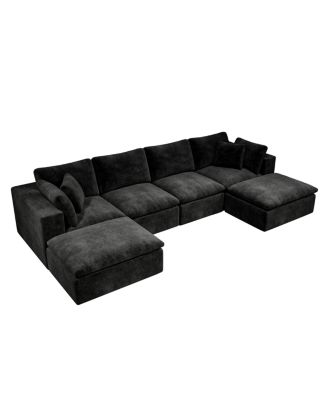 Modular Upholstered Corduroy Sectional Sofa