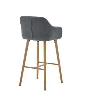 Modern Linen Bar Stools Set of 2 with Back & Armrest