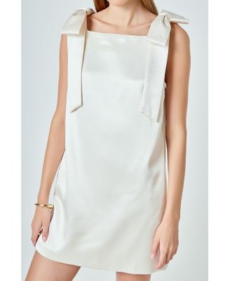 Women's Velvet Satin Bow Mini Dress