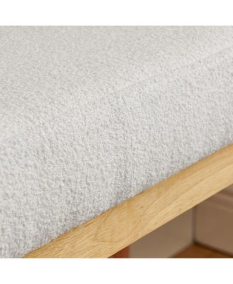 Shoe-changing bench with wooden frame and cushioned seat - Beige