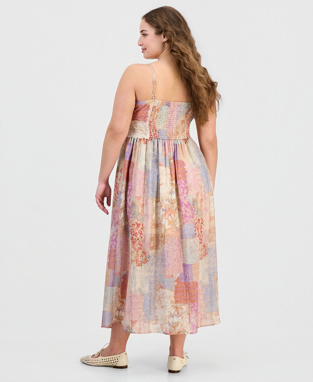 And Now This Women's Lace-Trim Patchwork-Print Maxi Dress, Macy's Exclusive view 5 — MAYCSS fashion products