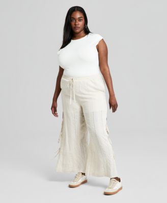 Trendy Plus Size Embroidered Wide-Leg Pants