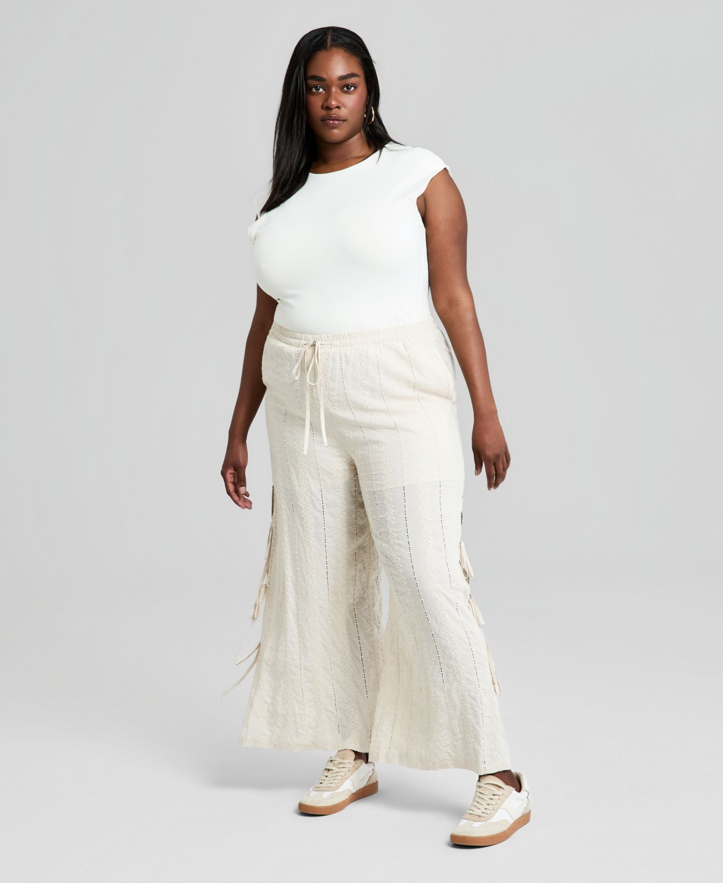 Женские брюки And Now This Trendy Plus Size Embroidered Wide-Leg, цвет: Рыжевато-коричневый — фото 1