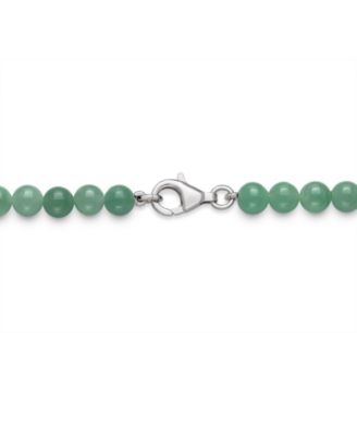Cultured Freshwater Pearl & Dyed Green Jade Necklace in Sterling Silver