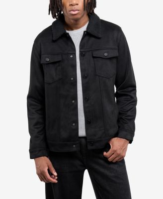 Men's Faux Suede Jacket With Faux Fur Collar