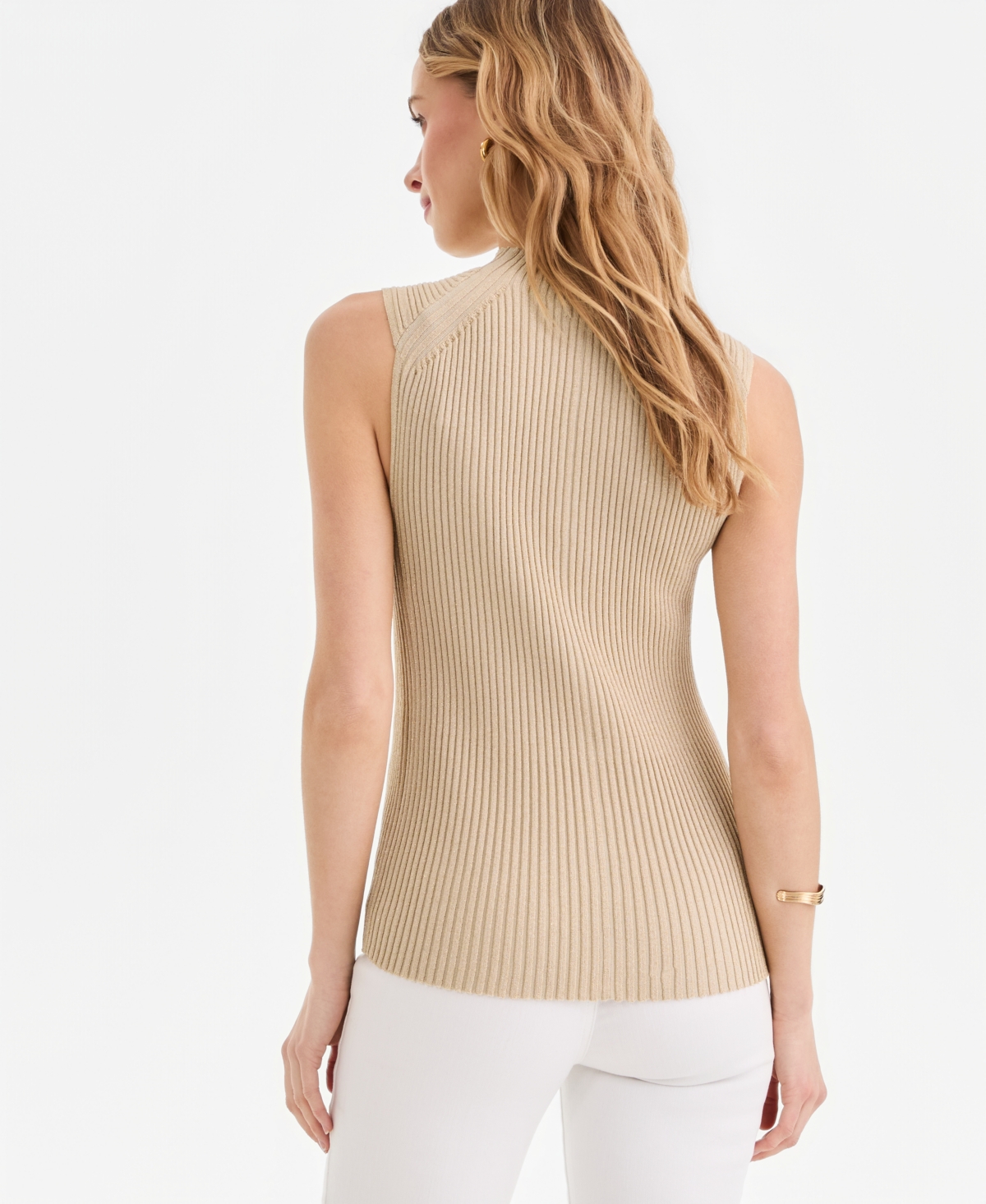 I.n.c. International Concepts Women's Metallic Rib-Knit Sleeveless Sweater, Macy's Exclusive