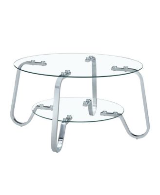 Retro minimalist metal frame glass coffee table, 31.5
