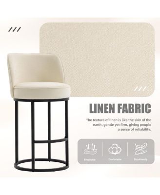 Counter Height Bar Stools Set of 2, Modern Barrel Counter Stools with Backrest