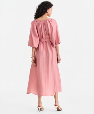 Women's 3/4 Sleeve Tie-Waist Midi Dress