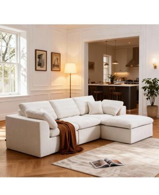 Modern L-Shaped Sectional Sofa with Chaise Lounge, Corduroy Couch
