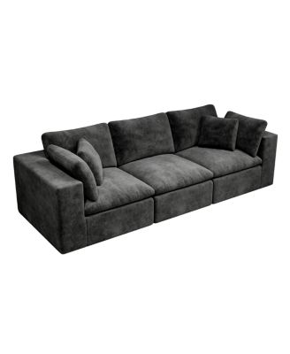 Gray 3PC Modular Sectional Sofa, Plush Corduroy, No Assembly Required