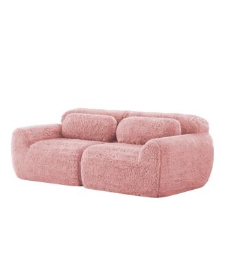 2-seater Modular Sectional Sofa, Plush Fabric, No Assembly, Ergonomic, With Pillows