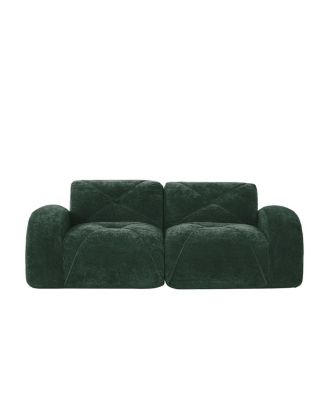 2-Seater Tufted Sofa, Soft Velvet, Anti-Slip, High Density Sponge