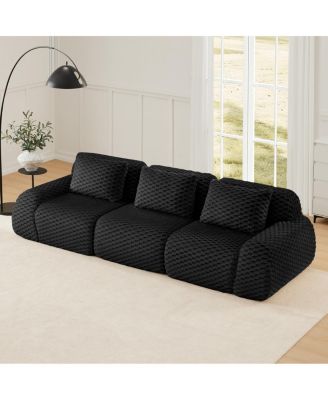 Modern Modular Sectional Sofa, Flannelette, Oversized 3-Seater Couch
