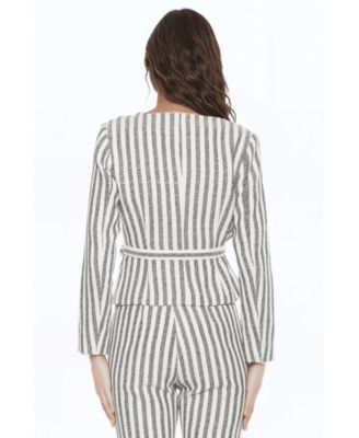 Women's Arjun Striped Long Sleeve Scoop Neck Sweater Jacket