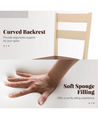 Wooden dining chair with rubber wood frame padded seat for kitchen