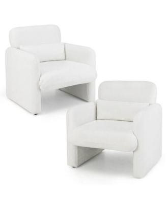 Chenille Accent Chair with Removable Lumbar Pillow Thick Seat Cushion Backrest