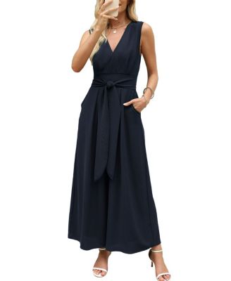 Women's Sleeveless Tie Front Jumpsuit