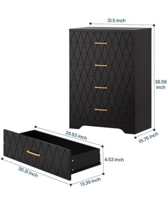 “ 4-Drawer Tall Bedroom Dresser with Gold Handles & Storage”