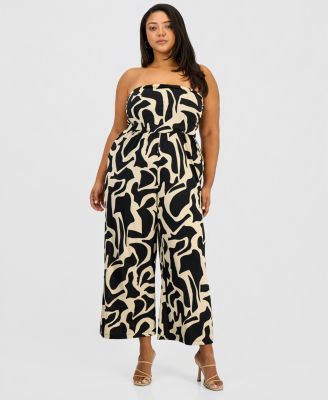 Trendy Plus Size Strapless Ruched Jumpsuit 