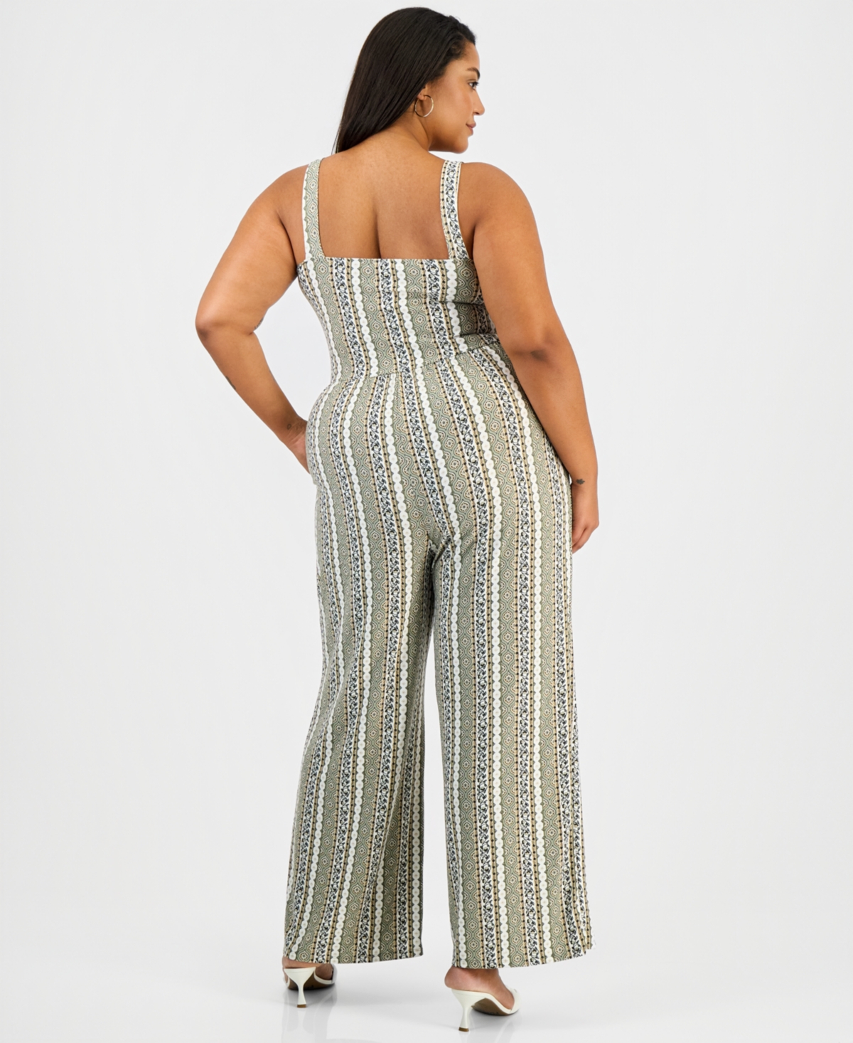 Derek Heart Trendy Plus Printed Sleeveless Jumpsuit
