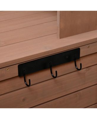 Garden Potting Bench Table with Hutch, Patio Storage Workstation