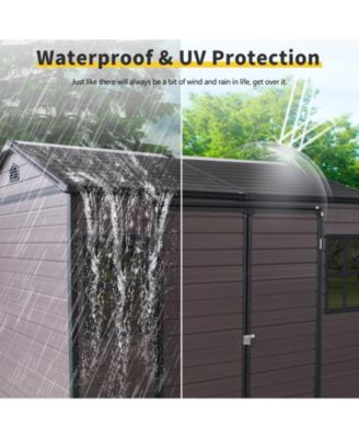 Mondawe 8 x 6 ft Resin Outdoor Storage Shed with Floor & Two Windows & Lockable Door