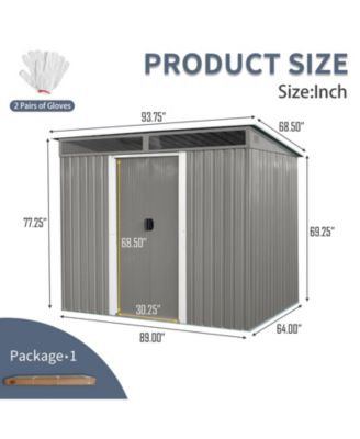 Mondawe 8ft x 6ft Outdoor Metal Storage with Lockable Sliding Doors and Transparent plate