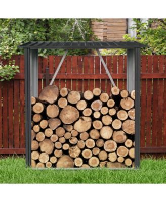 Mondawe 3ft x 5ft Outdoor Meta Firewood Rack ,Open Wood Shed  For Firewood