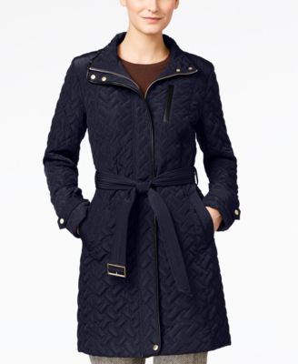 Cole Haan - Faux-Leather Trim Quilted Walker Coat