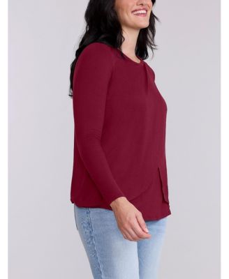 Maternity Motherhood Crewneck Long Sleeve Draped Nursing Tee