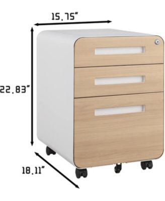 3-Drawer Mobile File Cabinet with Lock, Under Desk Metal Filing Cabinet for Home Office, Beige/Khaki