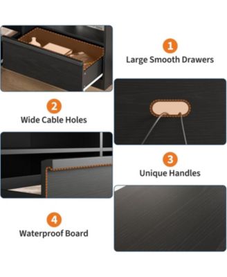 70" TV Stand for TVs up to 85", Mid-Century Modern Entertainment Center with Drawer & Open Shelves, Black