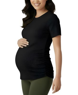 Women's Women's Crew Neck Side-Ruched Maternity Short Sleeve Top - Motherhood Maternity