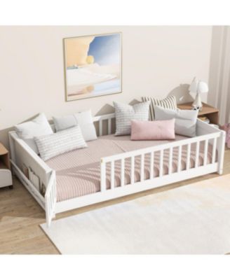 Twin Size Floor Bed with Built-in Book Rack and Door