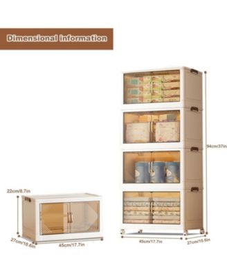 4-Tier Stackable Plastic Storage Boxes with Lid, Modular Storage Organizer