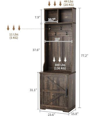 Farmhouse 3-in-1 Hall Tree with Shoe Storage Bench & Hooks for Entryway